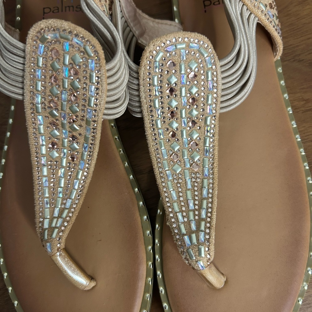 Women's Palms Beaded Tan Sandals, Size 8 - Picture 7 of 7